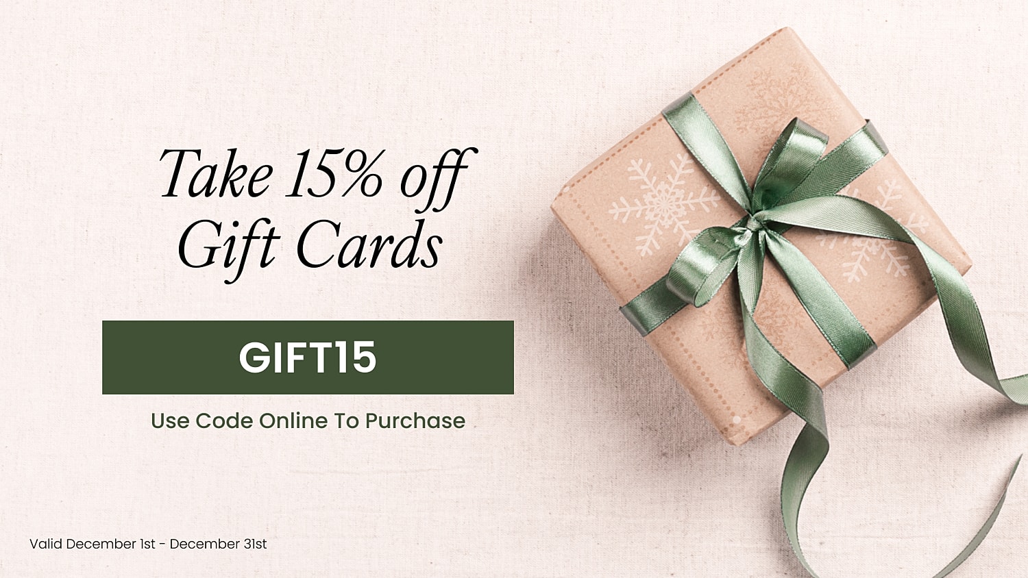 15% off gift cards with code GIFT15