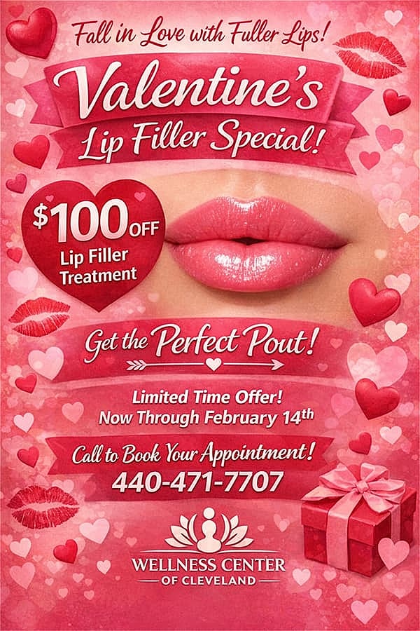Valentine's lip filler special advertisement poster.